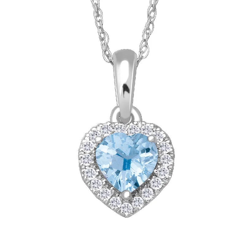 Buy More, Save More On Stunning Jewelry Pieces 5MM Simulated Aquamarine and White Sapphire 18-inch Pendant in 10KT White Gold
