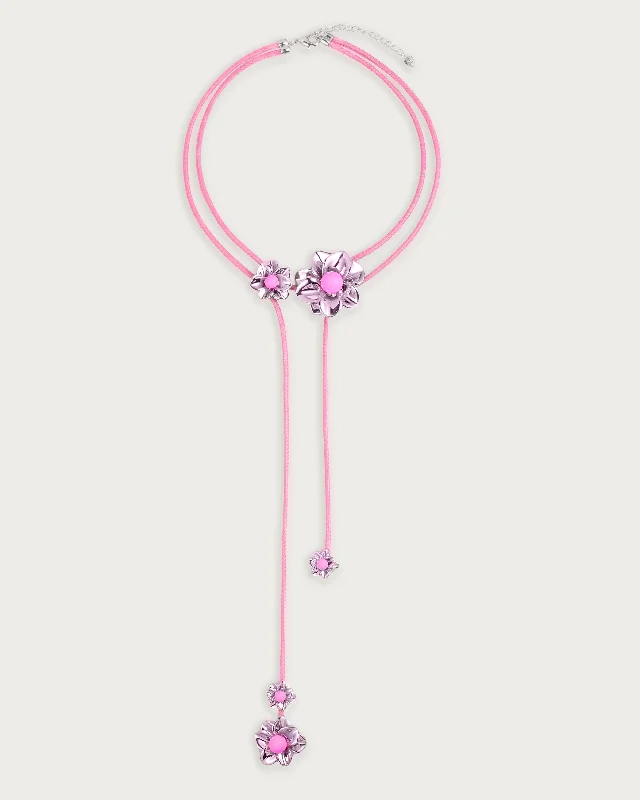 Last Chance To Shop High-End Jewelry At Markdown Prices Branchlet Cord Necklace in Metallic Pink