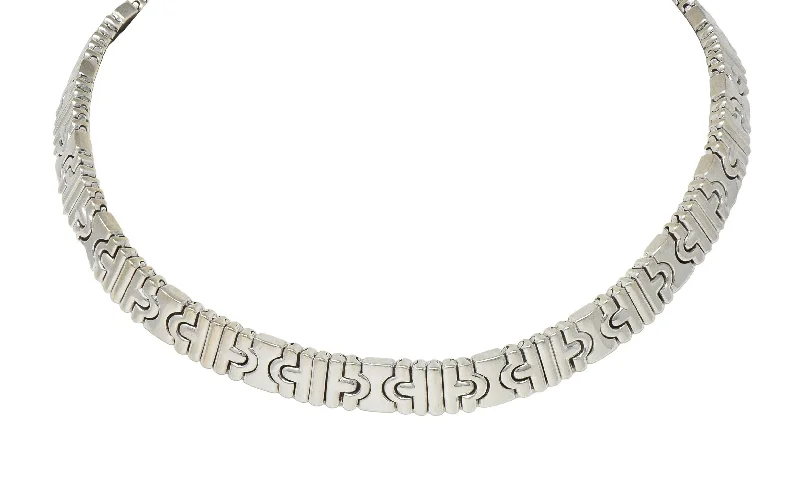 Celebrate With Sparkle – Jewelry Sale Now Live Bulgari 1980's 18 Karat White Gold Vintage Parentesi Collar Necklace