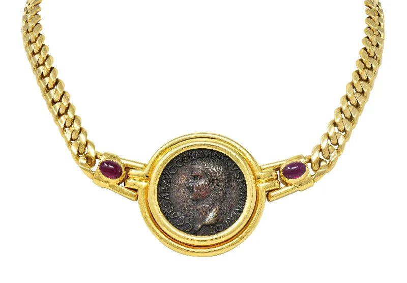 Trending Jewelry Now At Unbeatable Prices Bulgari Ruby Ancient Coin 18 Karat Yellow Gold Monete Roman Vesta Caligula Vintage Collar Necklace