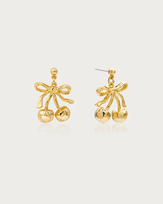 Timeless Jewelry Styles At Wallet-Friendly Prices Cherry Ribbon Earrings in Gold