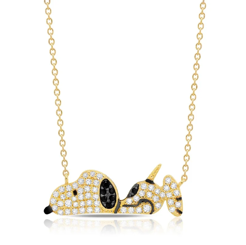 Affordable Luxury Jewelry – Style At A Great Price Crislu 18KT Yellow Gold Plated Sterling Silver Cubic Zirconia 18-inch Snoopy Pendant