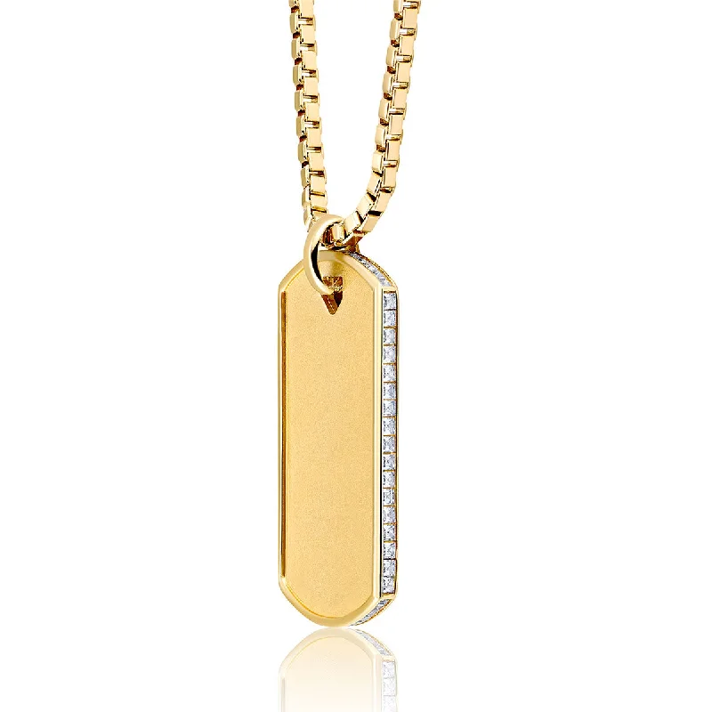 Jewelry Sale Bonanza – Grab Your Sparkle Now Crislu 18KT Yellow Gold Plated Sterling Silver Cubic Zirconia 20-inch Dog Tag Pendant