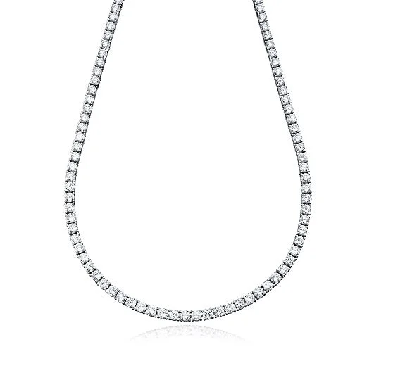 Shop Dazzling Jewelry At The Best Prices Crislu Platinum Plated Sterling Silver Round Cubic Zirconia 18-inch Tennis Necklace