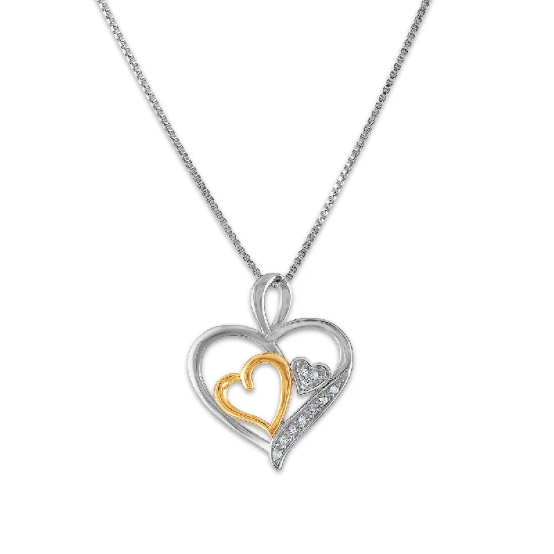 Exclusive Jewelry Bundles At Discounted Rates Diamond Accent Double Heart 18-inch Pendant in Two-Tone Sterling Silver