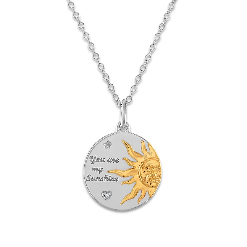 Stunning Jewelry At Even More Stunning Prices Diamond Accent You are My Sunshine Pendant in Two-tone Sterling Silver