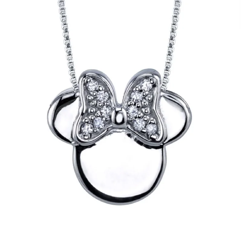 Accessorize For Less – Luxury Jewelry At Affordable Prices Disney Sterling Silver and Cubic Zirconia 18-inch Minnie Mouse Pendant