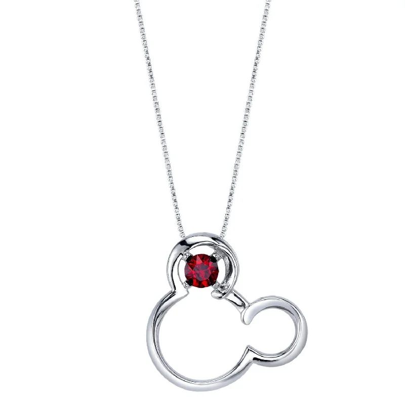 Timeless Jewelry Styles At Wallet-Friendly Prices Disney Sterling Silver Round Crystal 18-inch Birthstone Mickey Mouse Pendant