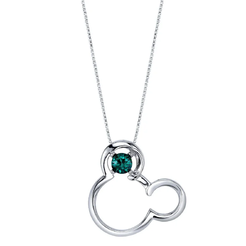 Shop High-Quality Jewelry At Jaw-Dropping Discounts Disney Sterling Silver Round Crystal 18-inch Birthstone Mickey Mouse Pendant
