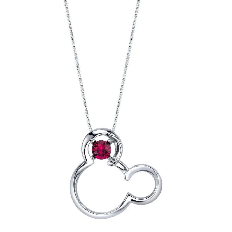 Everyday Jewelry Essentials Now On Sale Disney Sterling Silver Round Crystal 18-inch Birthstone Mickey Mouse Pendant