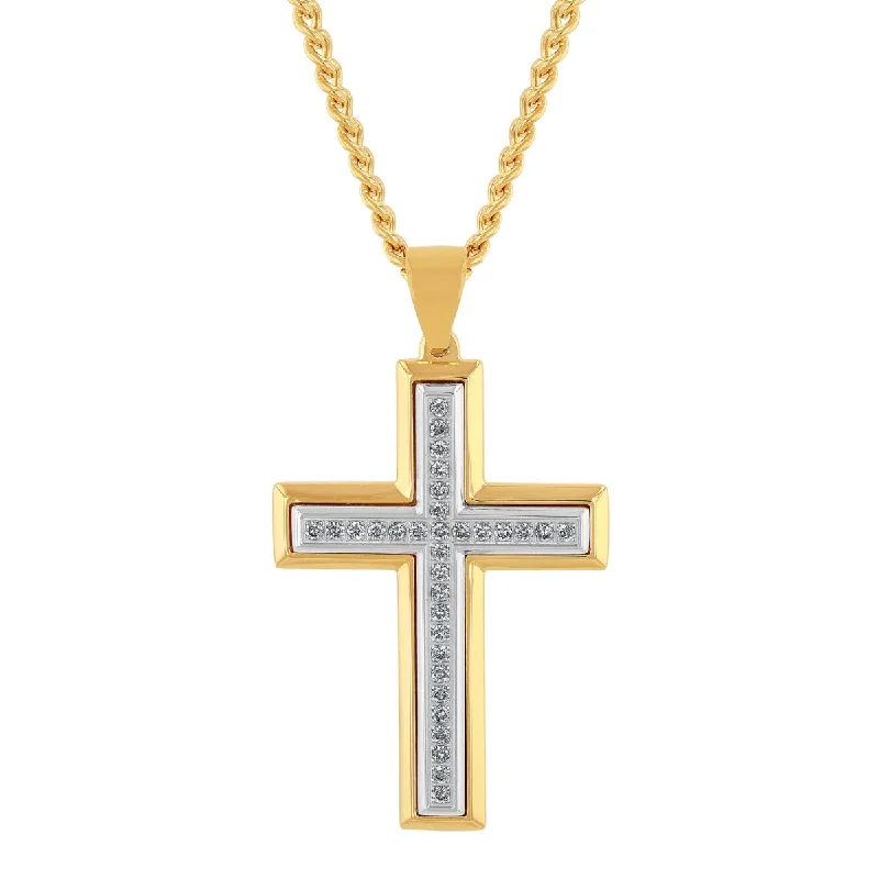 Grab Stylish Jewelry Before The Sale Ends EcoLove 1/2 CTW Lab Grown Diamond Yellow Stainless Steel 24-inch Cross Pendant