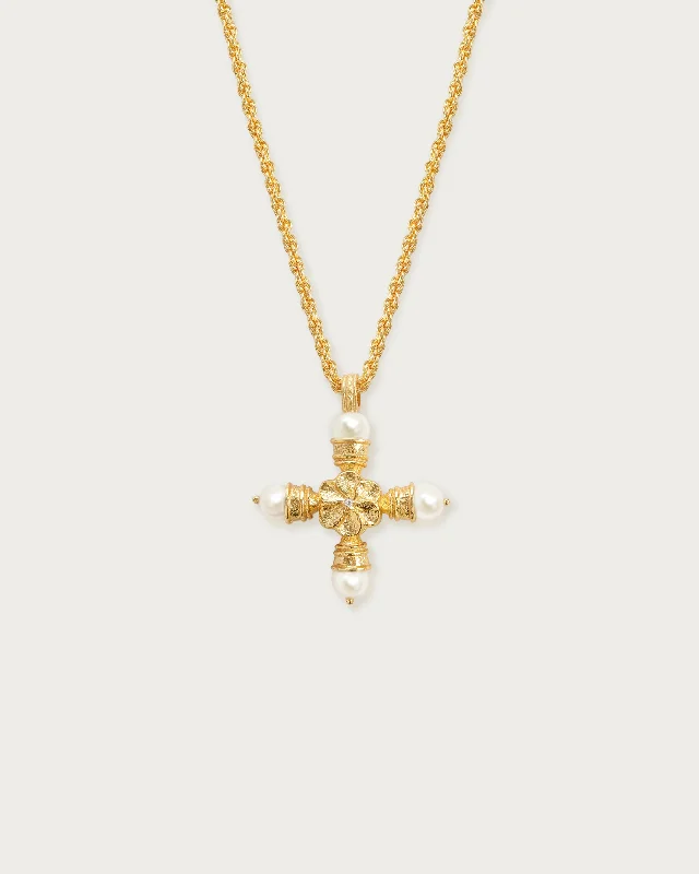 Luxury Jewelry At Unbeatable Discounts Florence Pearl Cross Necklace