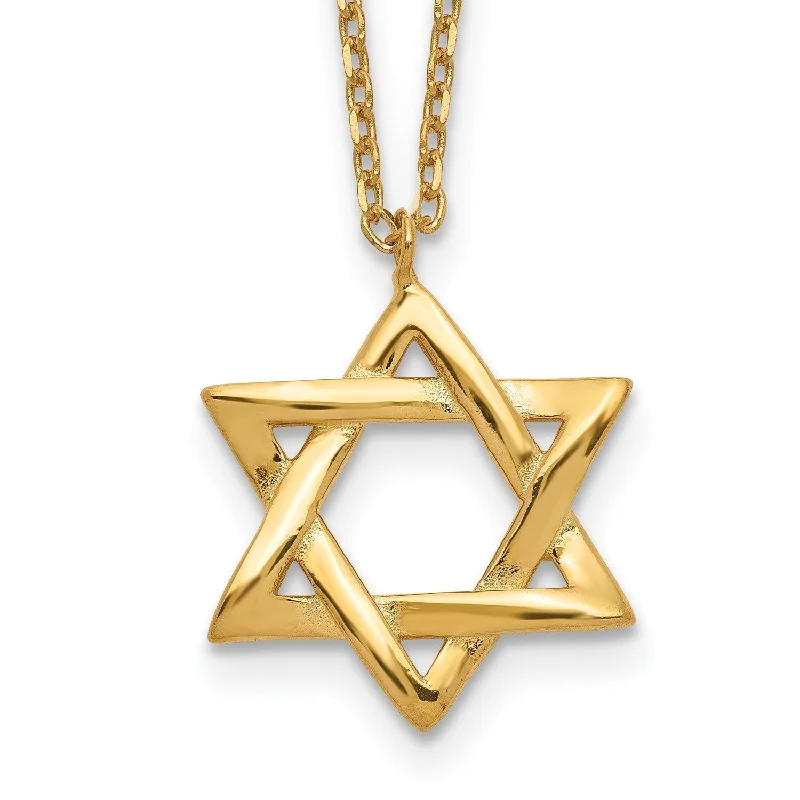 The Perfect Jewelry Piece At The Perfect Price Gold Plated Sterling Silver 16.5-inch Star Of David Necklace