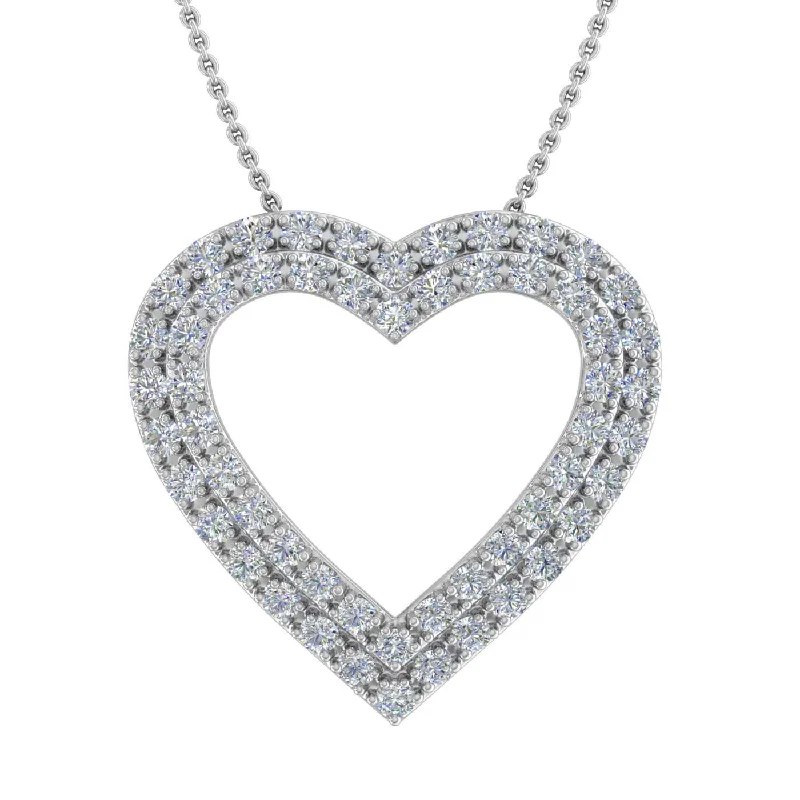Dazzle With Discounts – Shop Jewelry On Sale Gold Prong Set Diamond Heart Pendant Necklace (1/3 carat)- (Silver Chain Included) - IGI Certified