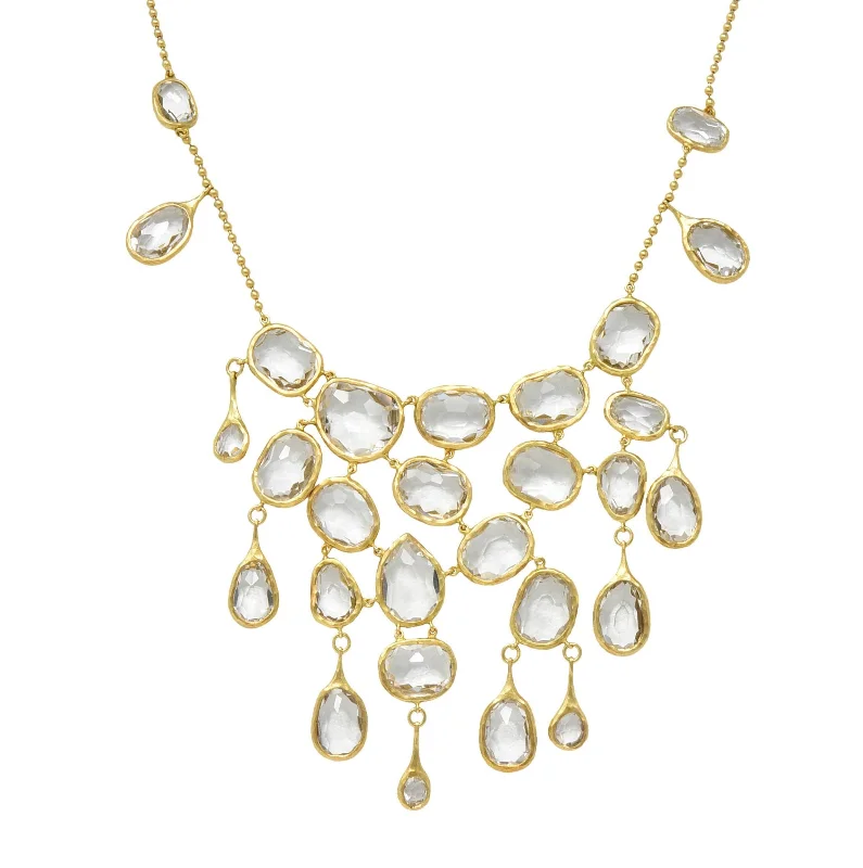 Fashion-Forward Jewelry At Exclusive Discounts Gucci 2004 Crystal Quartz 18 Karat Yellow Gold Vintage Fringe Station Necklace