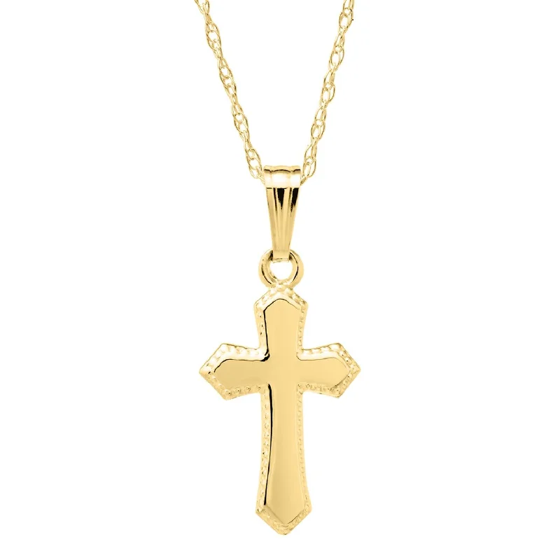 Upgrade Your Jewelry Collection For Less Kiddie Kraft 14KT Yellow Gold 15-inch Childrens Cross Pendant