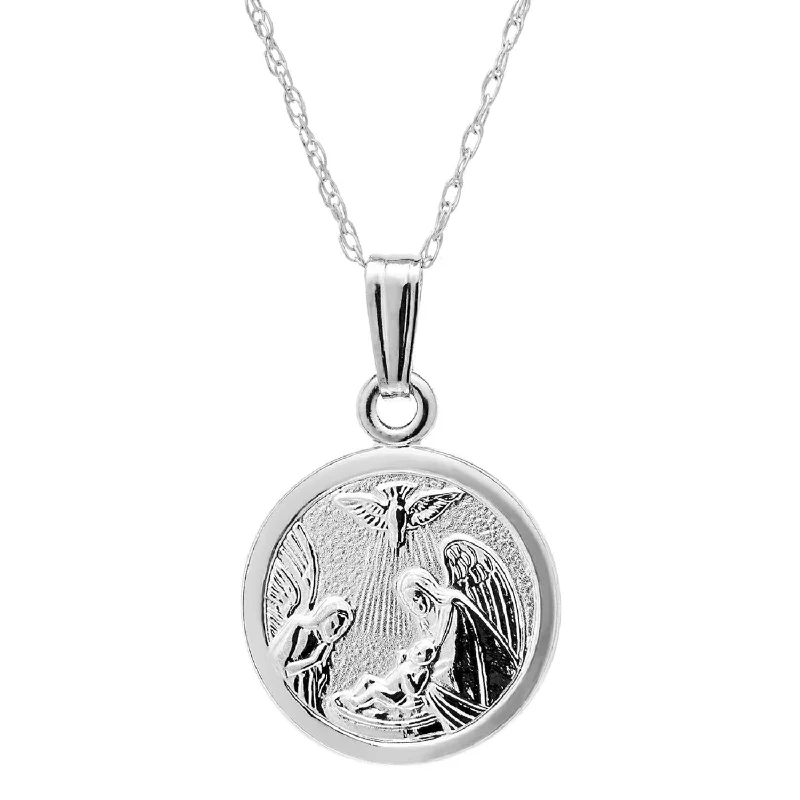 Delicate Crystal Jewelry For Sophisticated Charm Kiddie Kraft Sterling Silver 15-inch Childrens Religious Medal Pendant