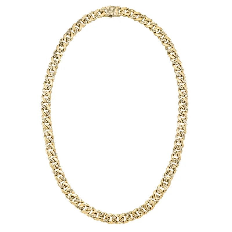 Get The Best Deals On Timeless Jewelry Pieces King by Simone I Smith Yellow Stainless Steel and Crystal 24-inch 11.9MM Cuban Link Chain