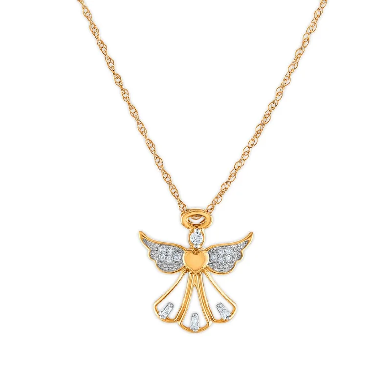 Elegant Necklaces And Bracelets At Limited-Time Offers LoveSong 1/14 CTW Diamond Angel 18-inch Pendant in 10KT Yellow Gold