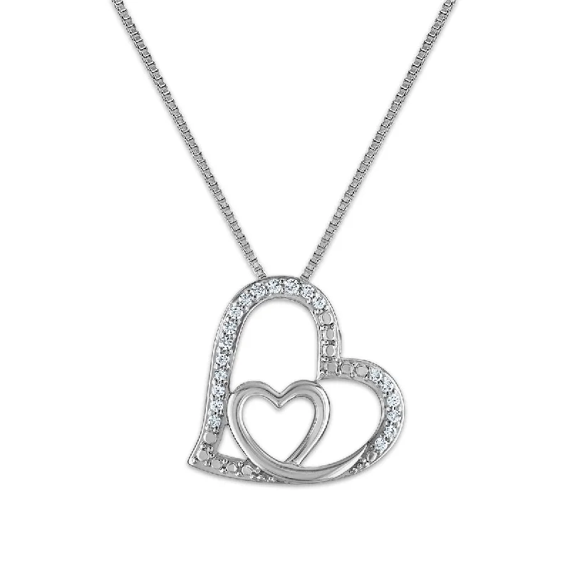 Flash Sale On Stunning Jewelry – Don't Miss Out LoveSong 1/14 CTW Diamond Heart 18-inch Pendant in Rhodium Plated Sterling Silver