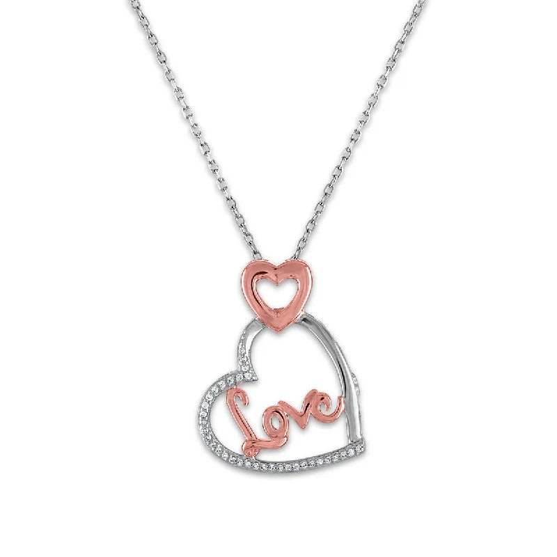 Last Chance To Shop High-End Jewelry At Markdown Prices LoveSong 1/16 CTW Diamond Heart 18-inch Pendant in Rose Gold Plated Sterling Silver