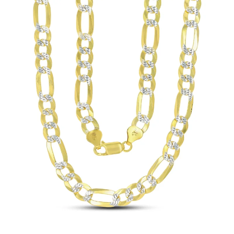 Special Offers On Handcrafted And Designer Jewelry Luxe Layers 14KT Yellow Gold Plated Sterling Silver 22-inch 7.5MM Diamond-cut Pave Figaro Chain