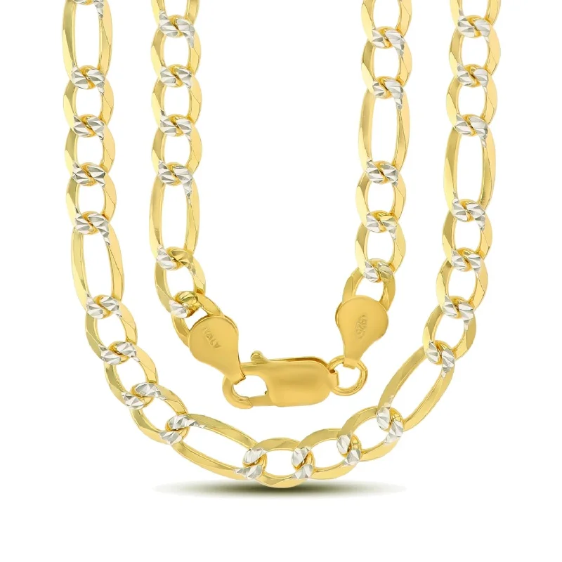 Limited-Time Jewelry Sale – Elegant Styles At Less Luxe Layers 14KT Yellow Gold Plated Sterling Silver 24-inch 6.6MM Pave Figaro Chain