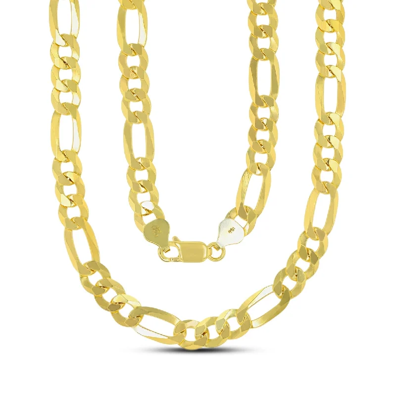 Chic And Stylish Jewelry At Exclusive Prices Luxe Layers 14KT Yellow Gold Plated Sterling Silver 30-inch 7.7MM Figaro Chain