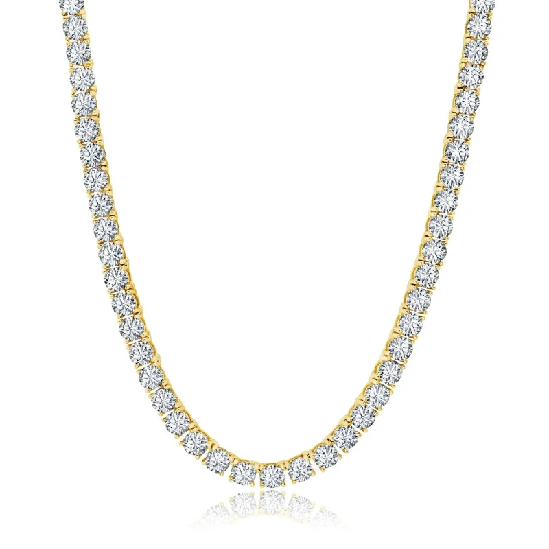 Seasonal Jewelry Sale – Upgrade Your Style Today Luxe Layers 14KT Yellow Gold Plated Sterling Silver 4MM Round Cubic Zirconia 16-inch Tennis Necklace