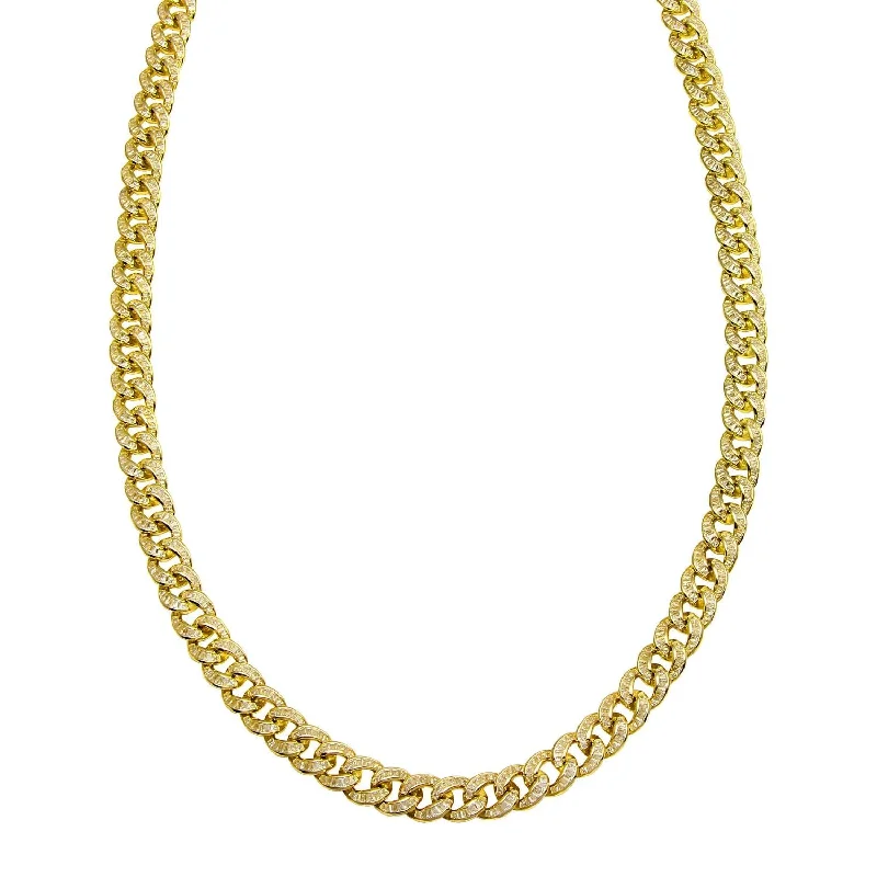 Flash Sale On Elegant Jewelry – Don't Miss Out Luxe Layers 14KT Yellow Gold Plated Sterling Silver Baguette Cubic Zirconia 24-inch 10.3MM Curb Chain