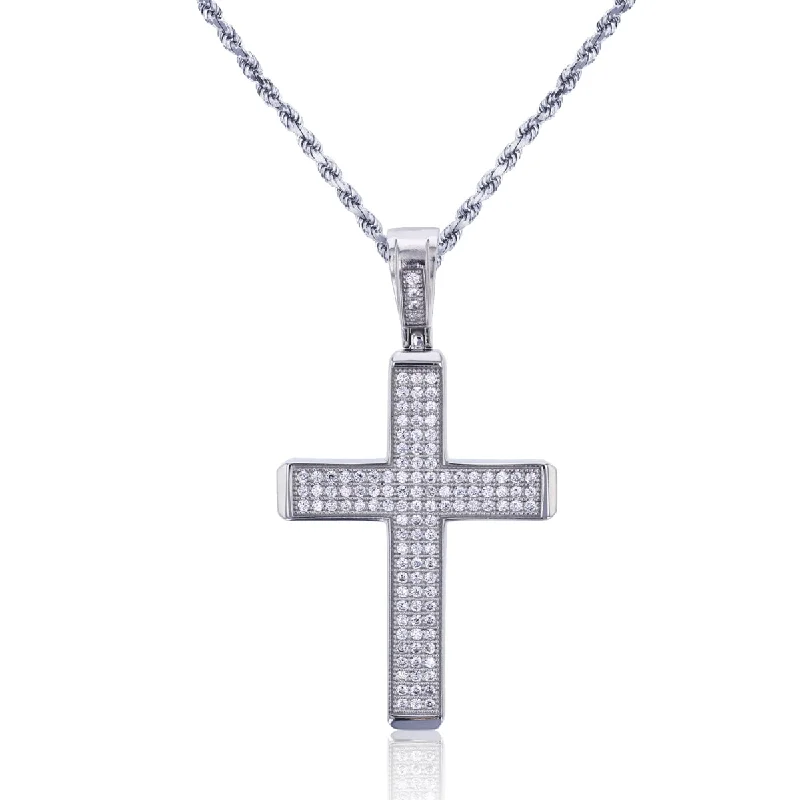 Buy More, Save More On Stunning Jewelry Pieces Luxe Layers Sterling Silver Cubic Zirconia 50X27MM 20-inch Cross Pendant