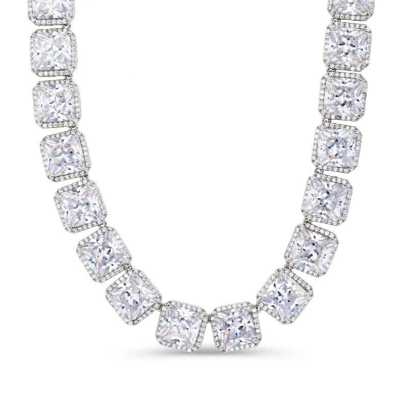 Personalized Jewelry Sale – Meaningful Gifts At Great Prices Luxe Layers Sterling Silver Square Cubic Zirconia 20-inch 10MM Halo Tennis Necklace