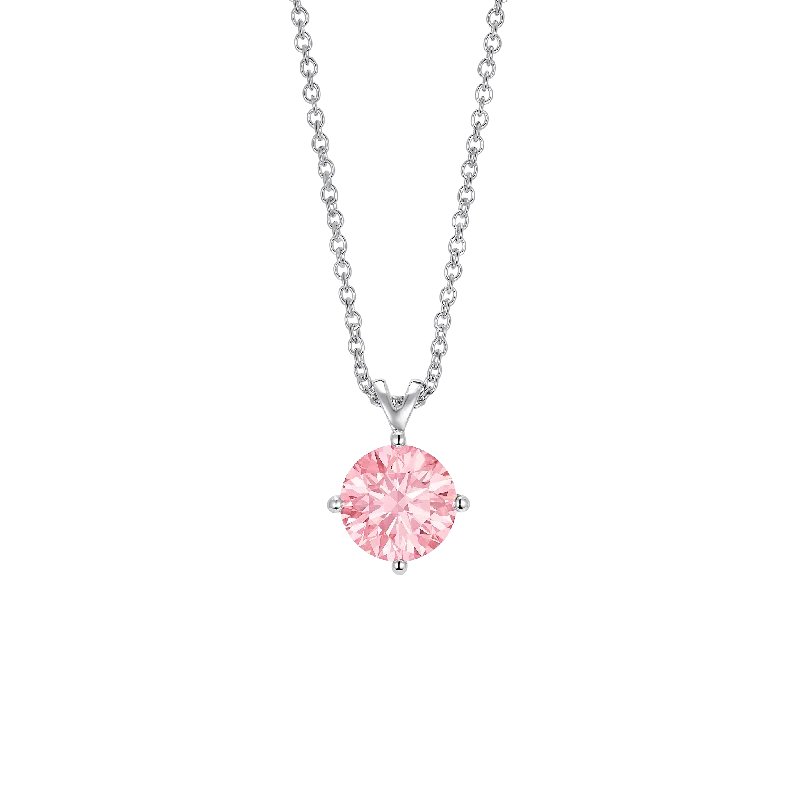 Flash Sale On Elegant Jewelry – Don't Miss Out The Pink Round Brilliant Solitaire Bale Pendant