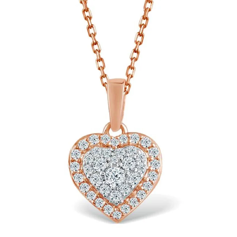 Limited Stock On Premium Jewelry At Low Prices Red Hot Deal 1/4 CTW Diamond Heart 18-inch Pendant in 10KT Rose Gold