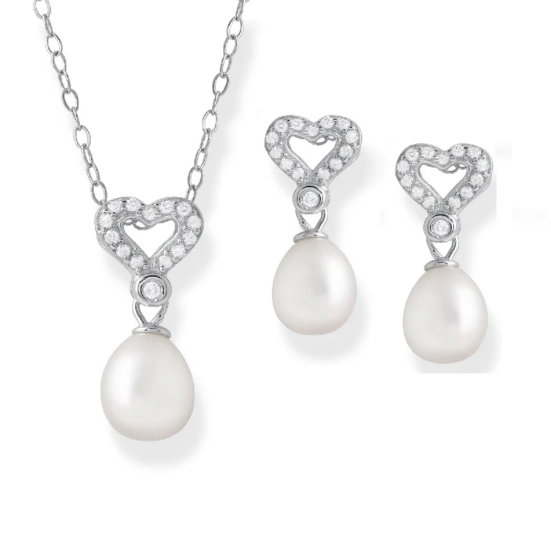Limited-Stock Jewelry Sale – Once It's Gone, It's Gone Round Pearl and Cubic Zirconia 18-inch Pendant in Sterling Silver