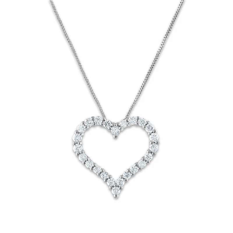 Shop Handcrafted Jewelry At Special Promotional Rates Signature EcoLove 3/4 CTW Lab Grown Diamond Heart 18-inch Pendant in 14KT White Gold