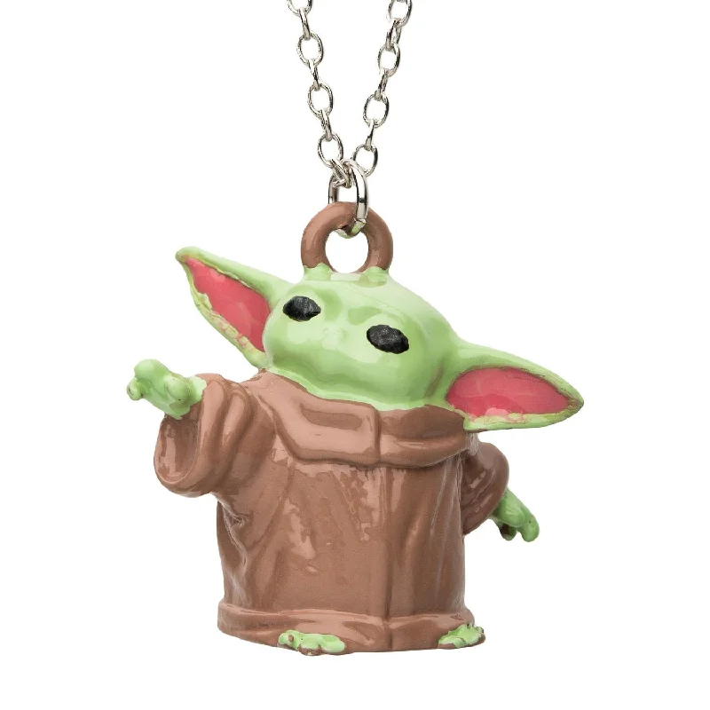 The Perfect Jewelry Piece At The Perfect Discount Silver-tone Base Metal 20-inch Star Wars Baby Yoda Pendant