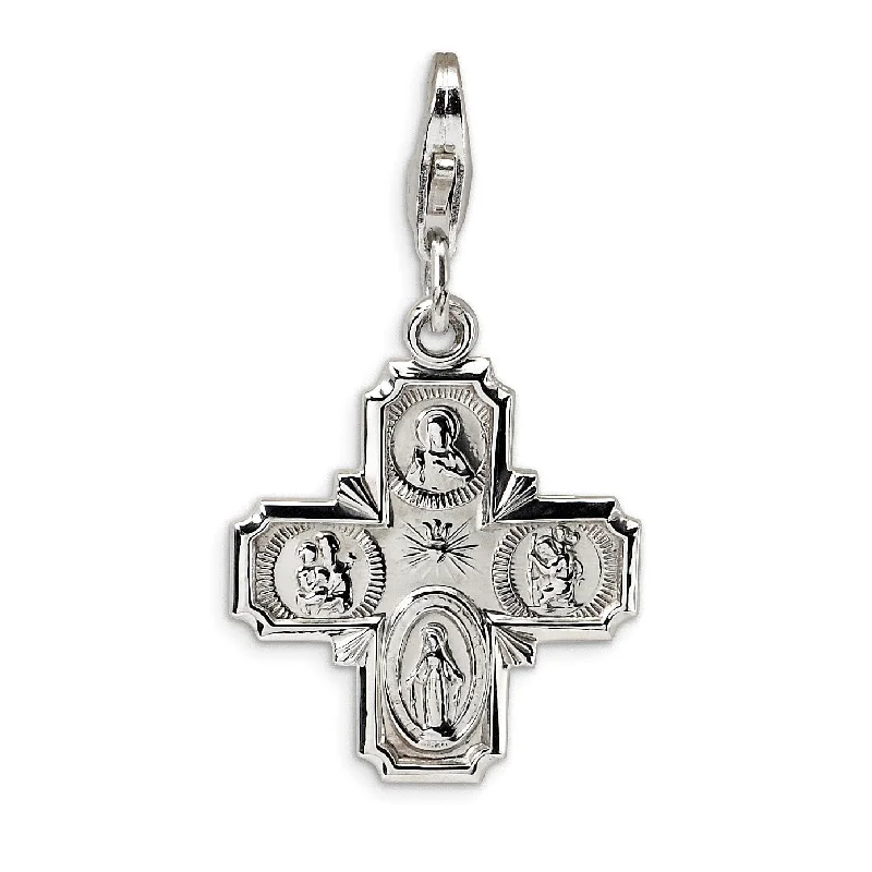 Stunning Statement Jewelry, Unbeatable Discounts SS RH 4-way Medal w/Lobster Clasp Charm