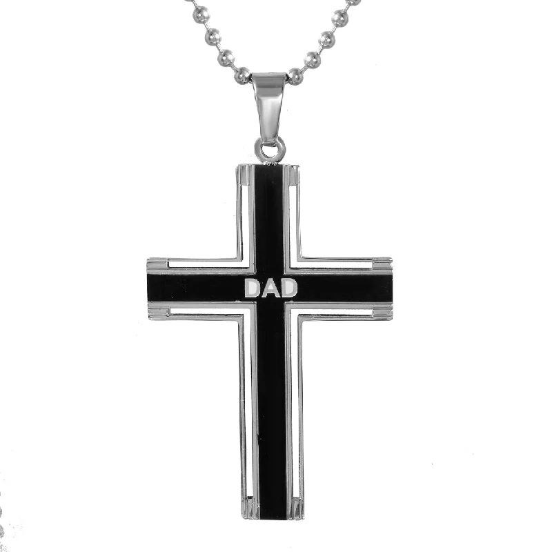 Elegant Jewelry, Exclusive Prices – Shop Now Stainless Steel 24-inch Dad on Cross Pendant