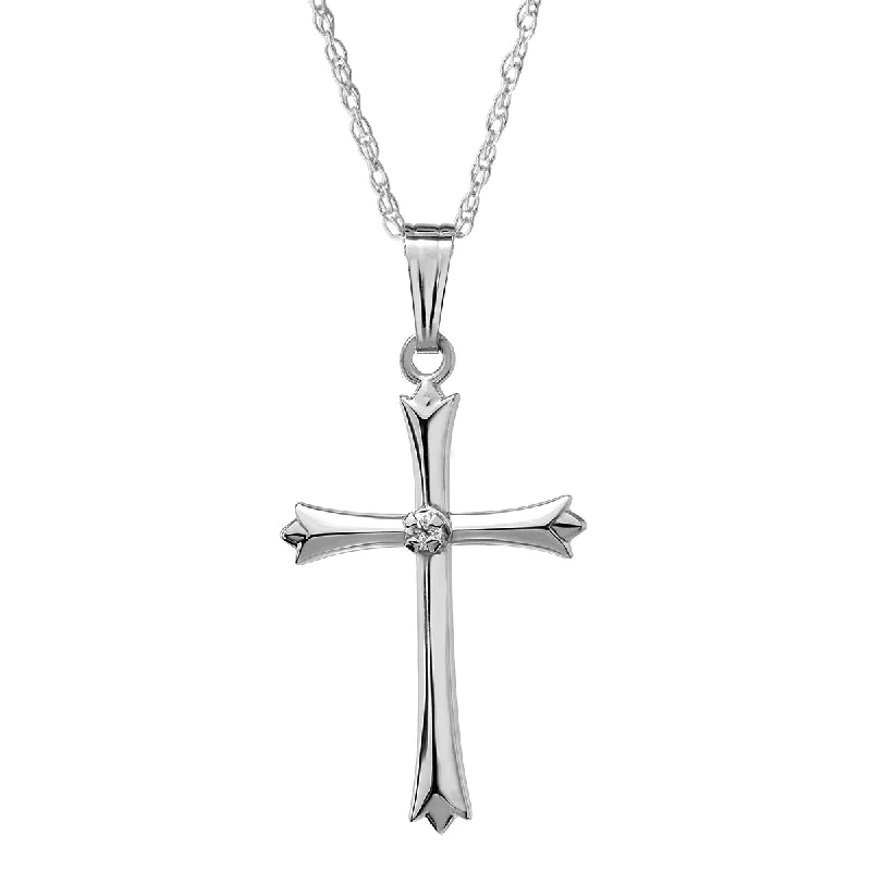 Shop Elegant Jewelry At Unbeatable Prices Sterling Silver 1/50 CTW 18-inch Cross Pendant
