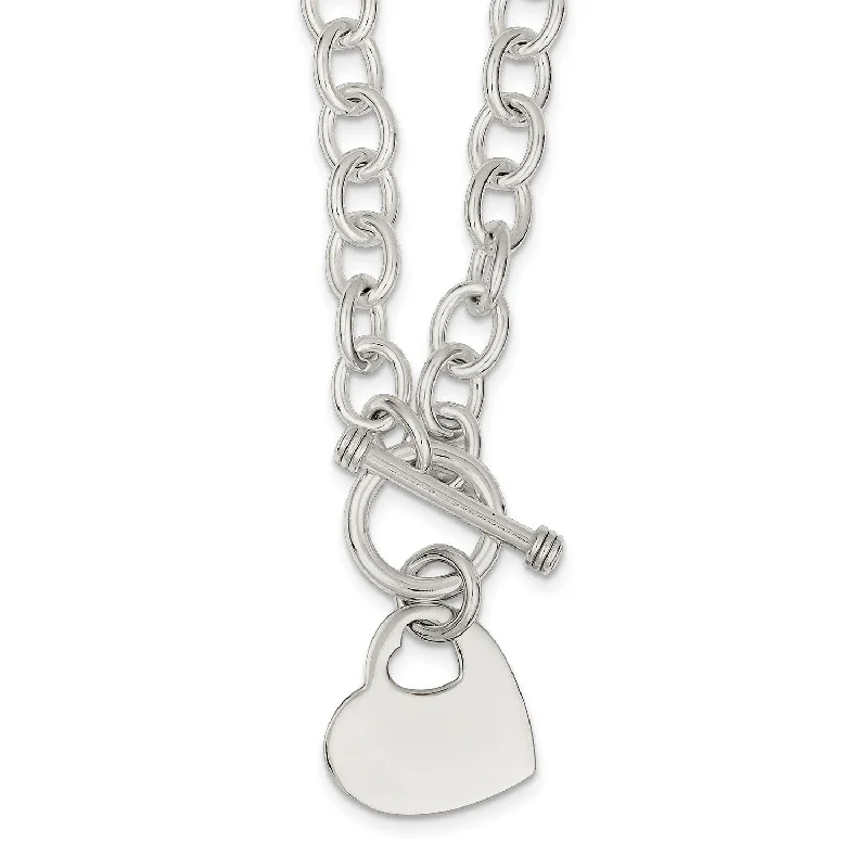 The Biggest Jewelry Sale Of The Year Is Here Engravable Sterling Silver 18-inch 8MM Heart Toggle Necklace