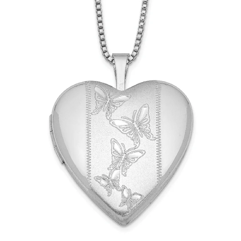 Flash Sale On Stunning Jewelry – Don't Miss Out Sterling Silver 18-inch 20MM Butterfly Heart Locket Necklace