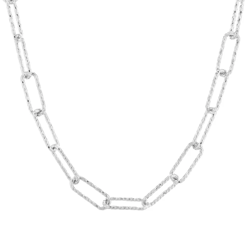 Exclusive Jewelry Discounts – Shop Now For Savings Sterling Silver 18-inch 4MM Diamond-cut Fashion Paper Clip Chain
