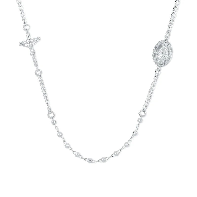 Affordable Gold-Plated Jewelry For Modern Fashion Sterling Silver 18-inch Rosary Necklace