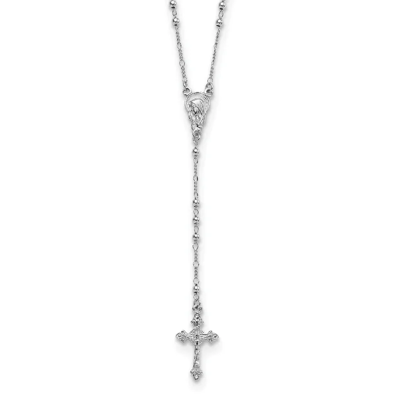 Exclusive Jewelry Sale – Sparkle For Less Sterling Silver 25-inch Beaded Rosary Necklace