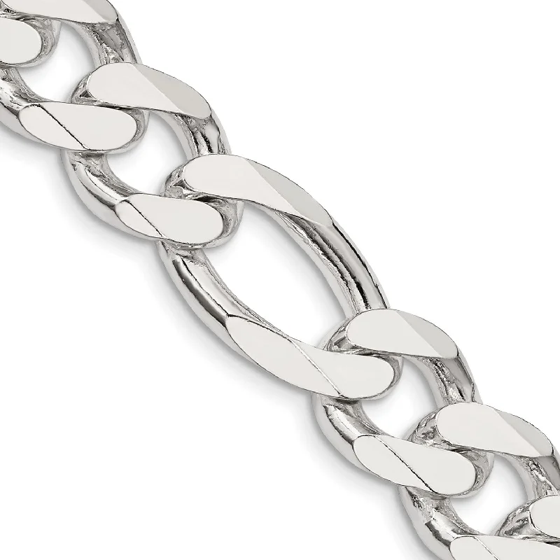 Make Every Moment Shine – Jewelry Discounts Available Sterling Silver 28-inch 13.5MM Figaro Chain