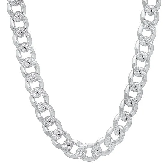 Luxury Jewelry Clearance – Shop Premium Styles Now Sterling Silver 30-inch 9.3MM Curb Pave Chain