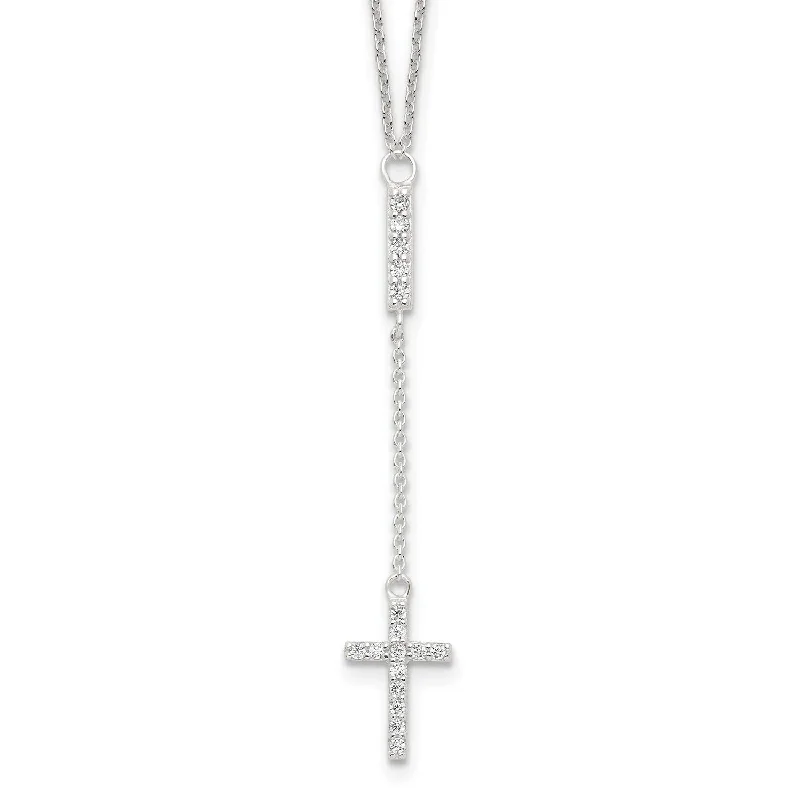 Jewelry Clearance Event – Stock Up Before It's Over Sterling Silver Cubic Zirconia 16-inch Cross Necklace