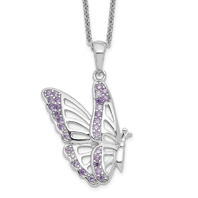 Luxury Jewelry Sale – Elegant Styles At Unbeatable Prices Sterling Silver Cubic Zirconia 18-inch Butterfly Never Give Up Necklace