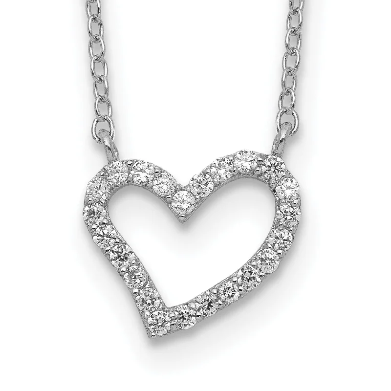 Handmade Pearl Jewelry For Timeless Elegance Sterling Silver Cubic Zirconia 18-inch Heart Necklace